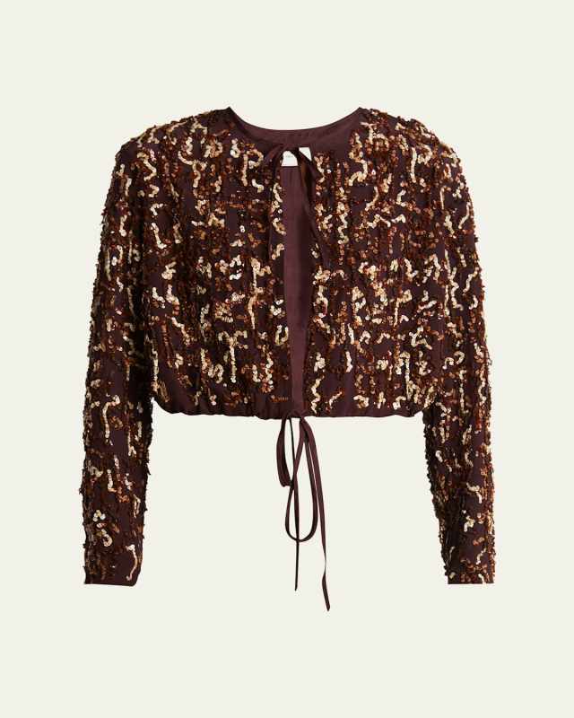 Vianos Sequined Self-Tie Jacket